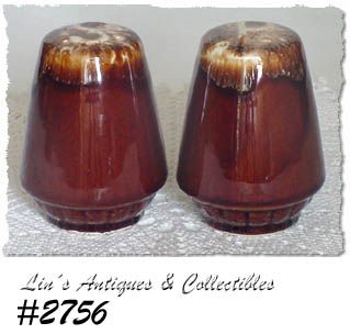 McCOY POTTERY BROWN DRIP SALT AND PEPPER TALLER SIZE SHAKER SET