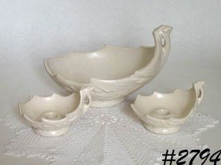McCoy Flower Bowl and Candle Holders Matte White
