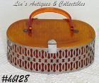 Vintage Handbag Metal Openwork with Faux Tortoise Lid