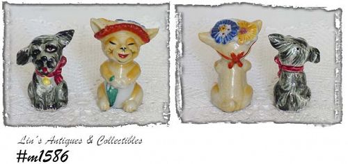 Vintage Cat and Dog Shaker Set