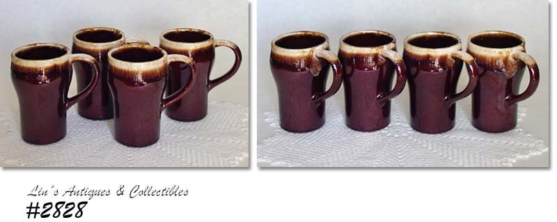 McCoy Pottery Brown Drip Tall Mugs Mint Condition