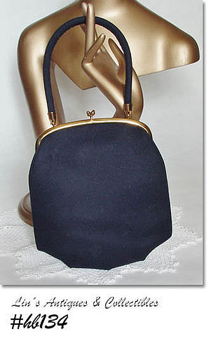 VINTAGE NAVY BLUE CLOTH HANDBAG BY INGBER