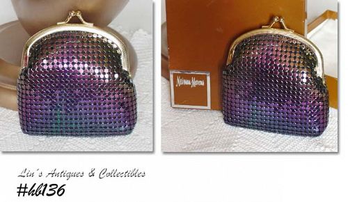 Iridescent Metal Mesh Essentials Purse Cosmetic Bag