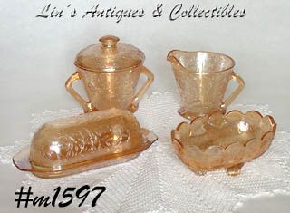 Jeannette Glass Floragold 4 Pieces