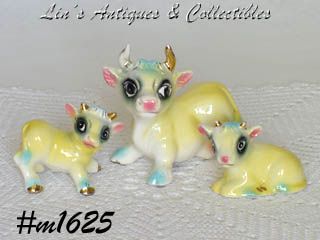 Vintage Ceramic Cow Family Figurines