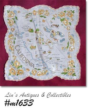 Vintage State Souvenir Hanky California