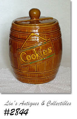 McCOY POTTERY -- LARGER SIZE COOKIE BARREL COOKIE JAR