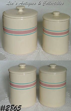 McCoy Pottery Pink and Blue Canister Set