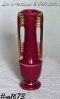 Shawnee Pottery Bud Vase Burgundy Gold Trim