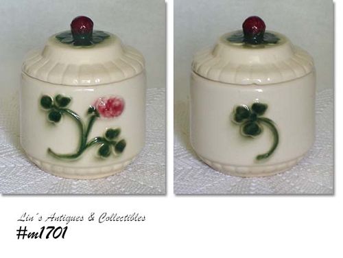 BRUSH POTTERY VINTAGE RED CLOVER UTILITY JAR