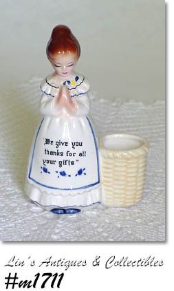 Enesco Prayer Lady White Dress Toothpick Holder