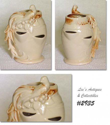 McCOY POTTERY STRAWBERRY JAR PLANTER WITH BIRD