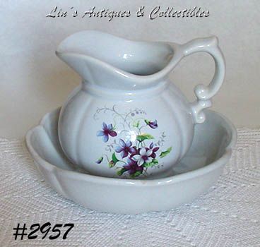 McCoy Pottery Wild Violets Pitcher and Bowl