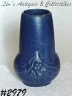 McCoy Pottery Leaves and Berries Blue Stoneware Vase