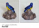 Brush Pottery Vintage Blue Bird Flower Frog Book Piece