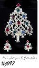 Eisenberg Ice Christmas Tree and Earrings Multi Color Rhinestones