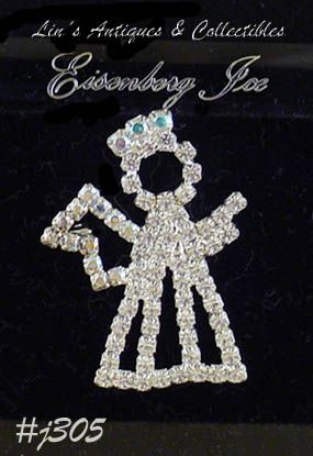 Eisenberg Ice Rhinestone Angel Pin Silver Tone