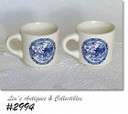 McCOY POTTERY SET OF 2 VINTAGE BLUE WILLOW CUPS