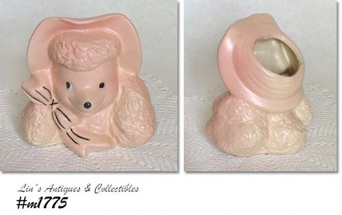 HULL POTTERY VINTAGE PINK POODLE HEAD VASE PLANTER