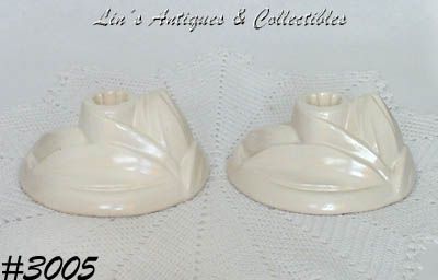 McCoy Lily Bud Line Matte White Candle Holders