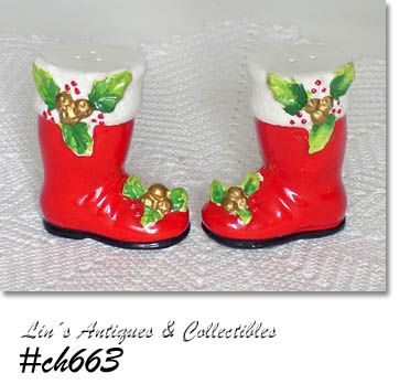 Vintage Santa Boots Christmas Shaker Set Kelvins Exclusives