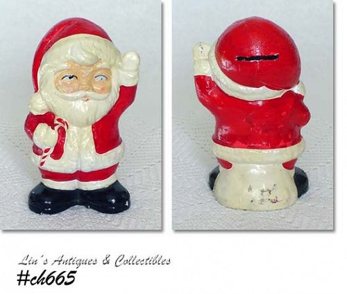 VINTAGE PAPIER MACHE SANTA CHRISTMAS BANK