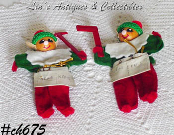 VINTAGE PAIR OF SANTA'S CHRISTMAS ELVES (HELPERS)