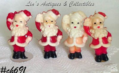 Gurley Candle Lot of Four Waving Santa Candles