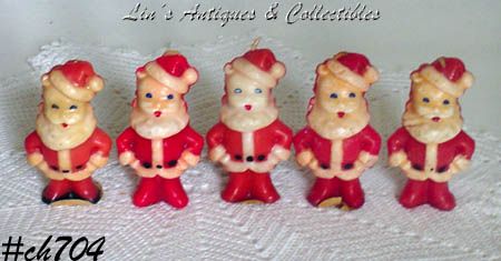 Gurley Candle Lot of Five Small Santa Candles