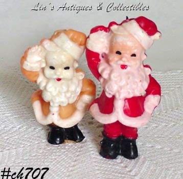 Gurley Candles Lot of 2 Waving Santa Slightly Imperfect Candles