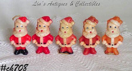 Gurley Candle Lot of Five Small Santa Candles