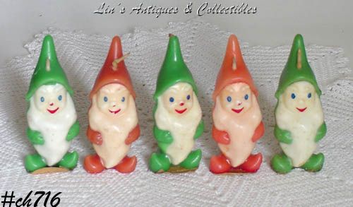 Gurley Candle Lot of Five Dwarfs Candles