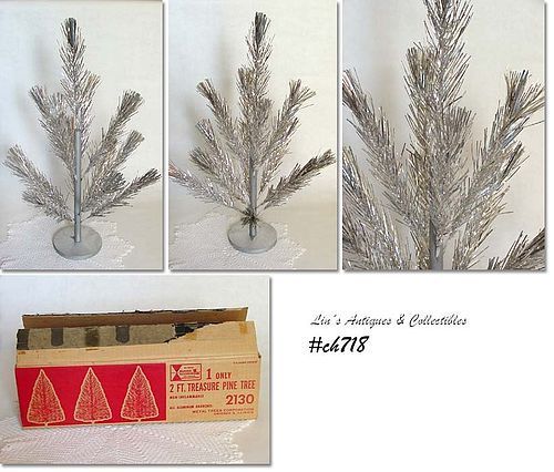 2 FT. VINTAGE TREASURE PINE ALUMINUM CHRISTMAS TREE IN BOX