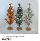 THREE VINTAGE ALUMINUM TREES WITH BEAD ORNAMENTS