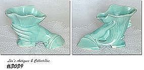 McCOY POTTERY -- CORNUCOPIA HAND VASE (AQUA)