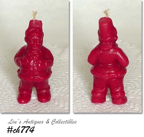 VINTAGE RED SANTA CANDLE MADE BY TAVERN COMPANY OR GURLEY