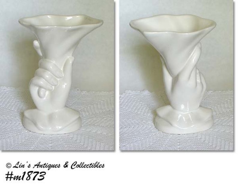 Hull Pottery White Hand Shaped Vase