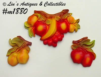 Miller Studios Chalk Fruit Wall  Plaques Dated 1970