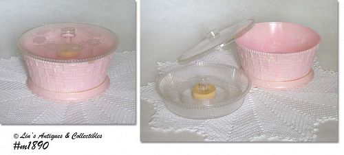Vintage Hommer Sewing Basket Marbleized Pink Color