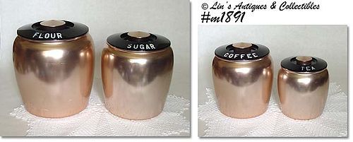 ALUMINUMWARE -- VINTAGE KROMEX 4 PIECE CANISTER SET WITH LIDS