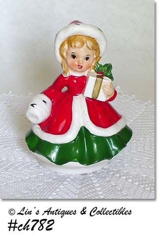 Vintage Musical Christmas Girl Figurine