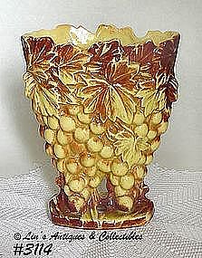 McCOY POTTERY -- "GRAPES" VASE (YELLOW W/BROWN)