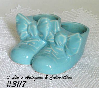 McCoy Pottery Blue Baby Shoes Planter