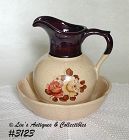 McCoy Pottery Brown Floral Pitcher and Bowl