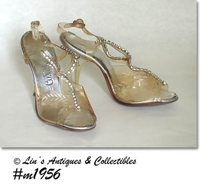 Vintage Connie Ladies Pumps with Carved Lucite Heels