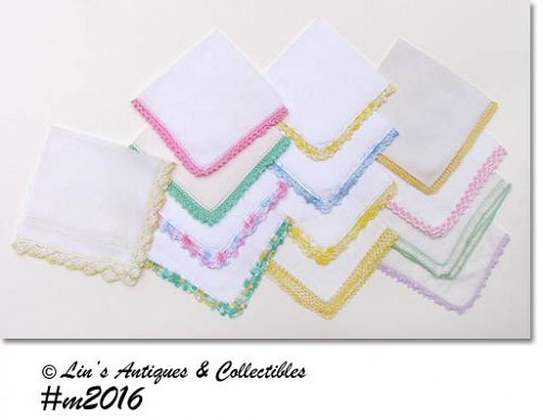 Vintage Crochet Hanky Lot One Dozen