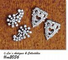 2 Pairs Vintage Clear Rhinestone Dress Clips Scarf Clips