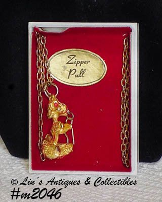 VINTAGE POODLE ZIPPER PULL STILL IN THE ORIGINAL BOX