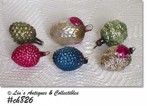 Vintage Glass Christmas Ornaments 6 Assorted Berries