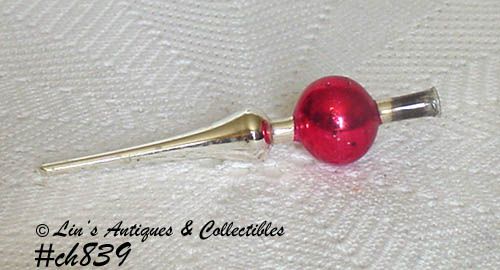 Vintage Red and Silver Glass Mini Christmas Tree Topper